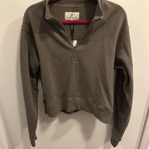 Olive Green Quarter-Zip Pullover